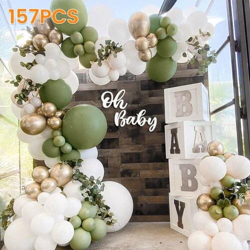 2021 Avocado Retro Green Balloons Garland Arch Kit Retro Green Gold Latex Globos Birthday Valentine Wedding Party Decors