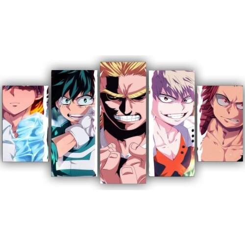5 Panels Anime Pictures Manga Hero Posters Prints Modern Wall Art Canvas Painting for Home Decor Living Room Decoration