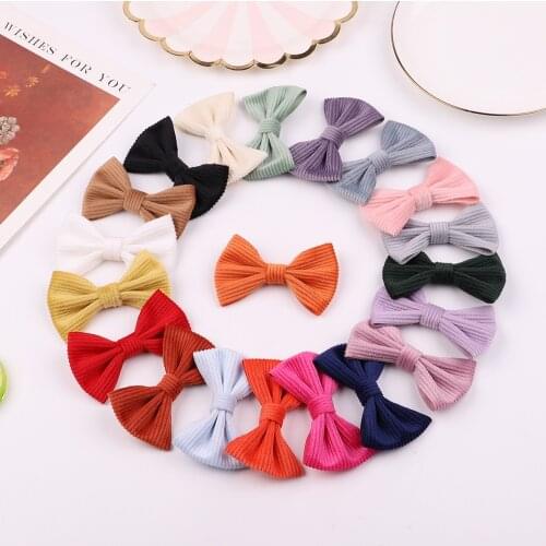 60pc/lot Boutique 3Inch Corduroy Bows with Hair Clips,Baby Girls Hair Bow Hairpin Newborn Fabric Bow Barrettes Children headwear