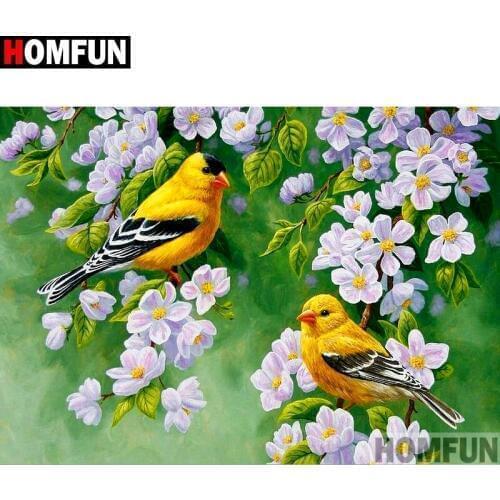 HOMFUN Full Square/Round Drill 5D DIY Diamond Painting "Birds and flowers" Embroidery Cross Stitch 3D Home Decor Gift A12596