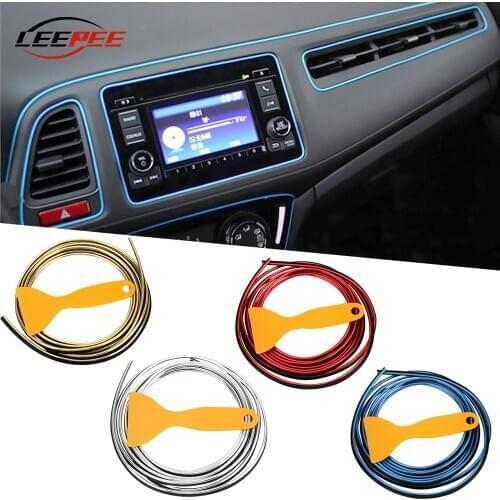 LEEPEE Car Accessories Interior Decoration Styling Mouldings DIY Sticker Trim Line For Dashboard Edge Door 3x5 Meter Universal