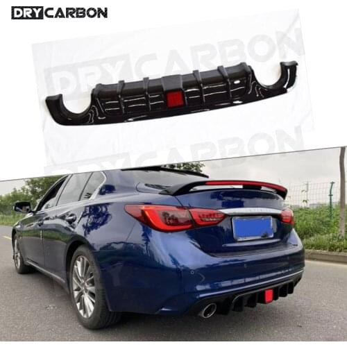 ABS Car Rear Bumper Diffuser Lip Spoiler With LED Light for Infiniti Q50 2018 2019 Car styling
