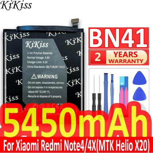 BN41 For Xiaomi Redmi Note 4 Hongmi Note4 Pro Note 4X High-end Version MTK Helio X20 5450mAh Mobile Phone Battery BN41