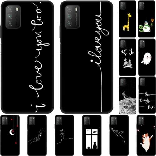 For Xiaomi Poco M3 Case Soft Silicone Black Phone Cases For Xiaomi Poco M3 Cover TPU Funny Fundas for Poco M 3 PocoM3 6.53"