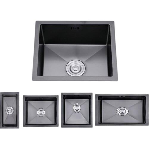 Black Nano Stainless Steel Mini Sink Single Slot Trumpet Kitchen Sink Balcony Kitchen Sink Undermount Kitchen Basin 450X450MM