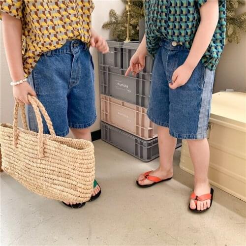Childrens Denim Shorts Summer 2021 New Childrens Short Jeans Outerwear Thin Childrens Cowboy Short Pants Toddler Jeans Shorts