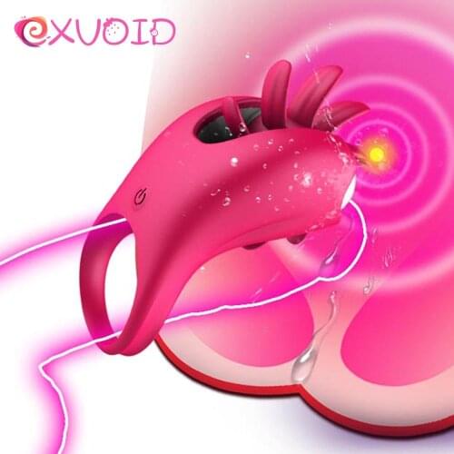 EXVOID Sucking Tongue Vibrator Breast Massager Clitoris Stimulate Oral Sex Toys for Women Penis Vibrating Ring Delay Ejaculation