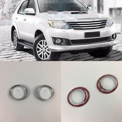 JanDeNing 2pcs ABS Chrome Front Light Fog Lamp Frame Cover Trim Refit For Toyota Fortuner 2011-2013