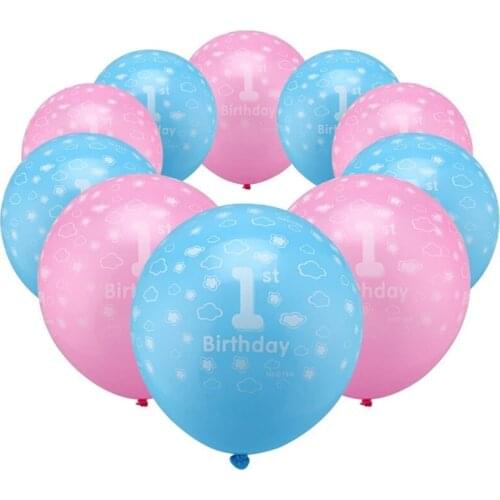 50/100pcs Pink Blue Boy 1st Birthday Latex Balloons Set Balloon Birthday Party Decoration Girl Kids First Baby Shower 1 Year Old