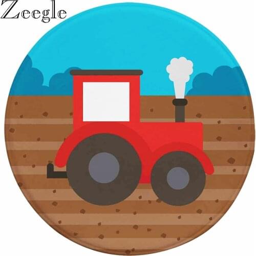 Zeegle Round Carpet Kids Room Area Rug Sofa Foot Mat Childrens Activity Carpet Cartoon Printed Living Room Decoration Floor Rug