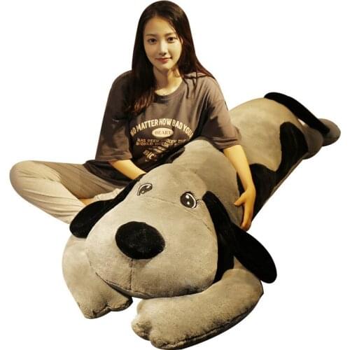 110-130CM Giant Size Soft Lying Dog Plush Toys Stuffed Animal Sleep Cushion Pillow Dolls for Children Baby Birthday Xmas Gifts