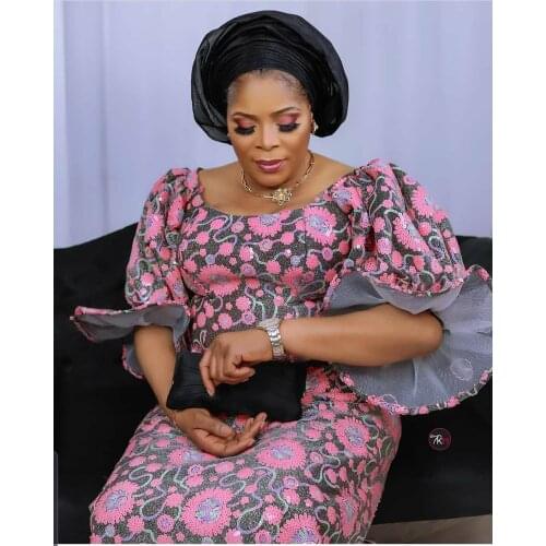 NI.AI African Lace Fabric 2021 High Quality Line Velvet Lace Fabric With Sequins French Tulle Lace Fabric For Party Dress 3869B