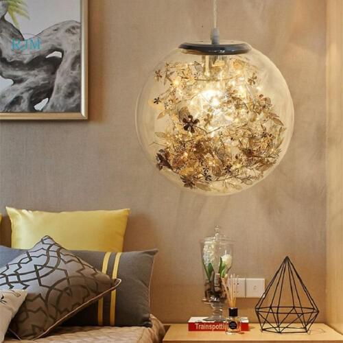 The Nordic Modern Minimalist Bedroom Chandelier European Glass Art Creative Personality Bar Dining Room Lighting Lamp