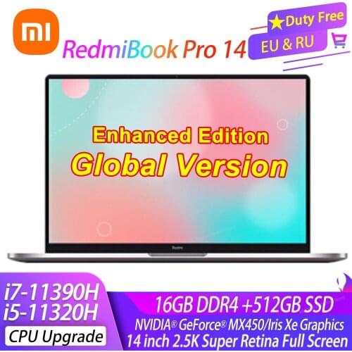 2021 Enhanced Edition Xiaomi RedmiBook Laptop Pro 14 Intel Core i7-11390H/i5-11320H 16GB+512GB 2.5K Full Screen Win10 Notebooks