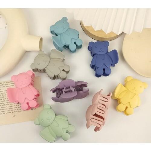 2021 New Bear Hair Claw Candy Color Hair Clip Kawaii Girl Heart Cartoon Hairpin Korea New Ins Lovely Sweet Hair Accessories