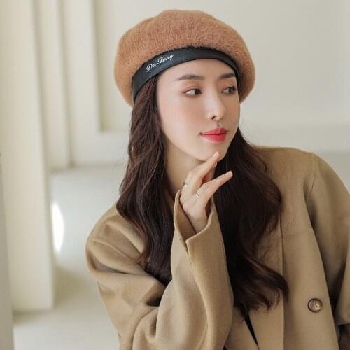NEW France Beret Hat Painter Flat Cap Women Vintage Wool Berets Hat Solid Color Bonnet Caps Casquette Female Warm Winter Cap