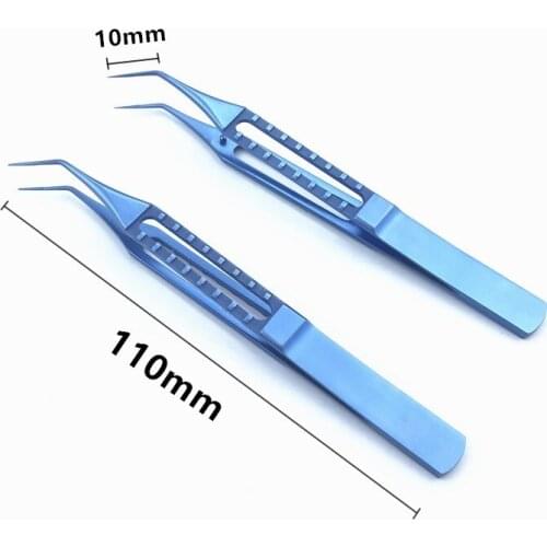 Ophthalmic ForcepsTweezers with 6mm tying platform Angle Toothed Forcep Flat handle Dental 1pcs