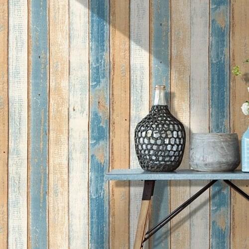 Home Peel and Stick Wallpaper DIY Self-Adhesive Removable Wallpaper Mediterranean Wood Grain Roll Decorative Wall Covering
