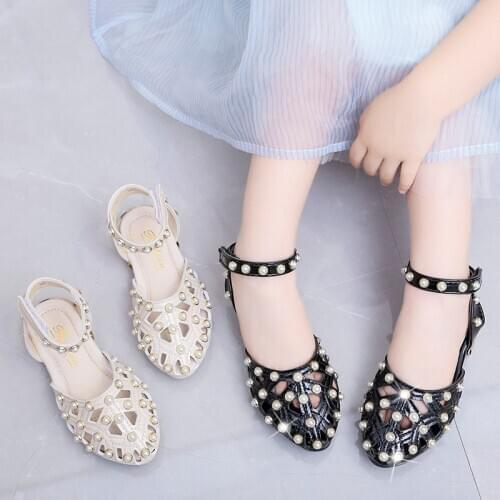 Girls Sandals Girl High Heel Summer Little Princess Shoes Soft Soled Childrens Pearl Shoes Baby Girl Shoes Flat Sandals