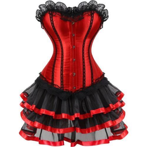 Sexy Red Gothic Corset Top Overbust Bustier Corset Dress Plus Size Corselet 6xl Burlesque Gothic Clothing Fancy Dresses Costume