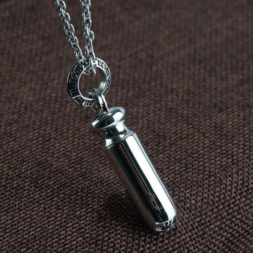 Goldeer wang S925 Silver Retro Polishing Craft Pendant Wholesale Mens Trendy Bullet Modeling-Open Necklace