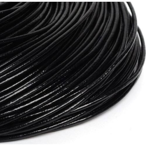 1.5mm 10M length Genuine Leather Round Rope Cord Dark Brown Black Beading Cords String Strap DIY Sewing Woven Necklace Bracelet