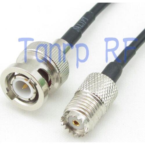 6in BNC male plug to mini UHF SO239 female jack RF connector adapter 15CM Pigtail coaxial jumper cable RG174 extension cord