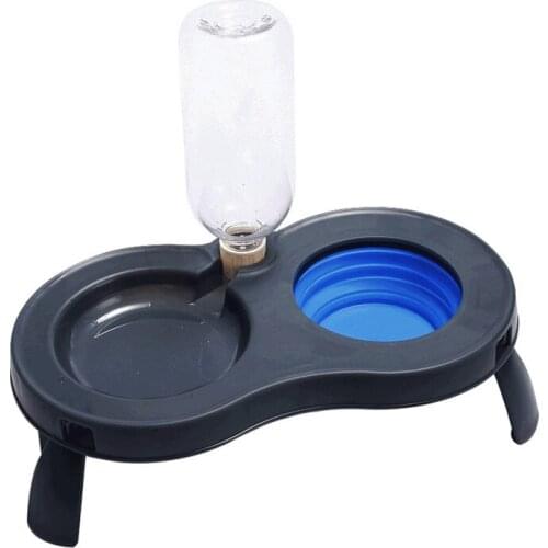 Folding Pet Double Dog Bowl Outdoor Portable Drinking Water For Dog Food Automatic Watering Function For Pet Food Utensils
