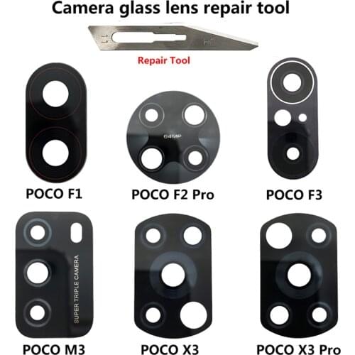 Back Rear Camera Glass Lens with Glue Replacement Repair Spare Parts For Xiaomi Redmi K30 Pro / Poco X2 X3 / Poco F2 Pro F1