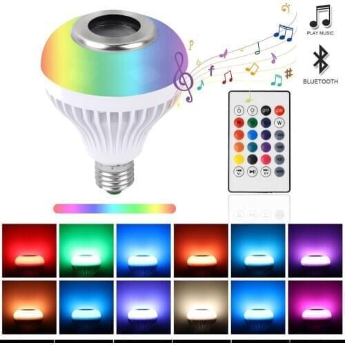 Blub Smart E27 RGB White Bluetooth Speaker LED Bulb Light Music Playing Dimmable Wireless Led Lamp with 24 Keys Remote Control