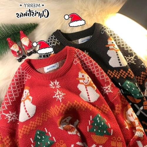Women Autumn Winter Christmas Sweater Ladies Knitted Jumper Pullover Women Snowflake printLoose leisure and lazy Sweaters 2021