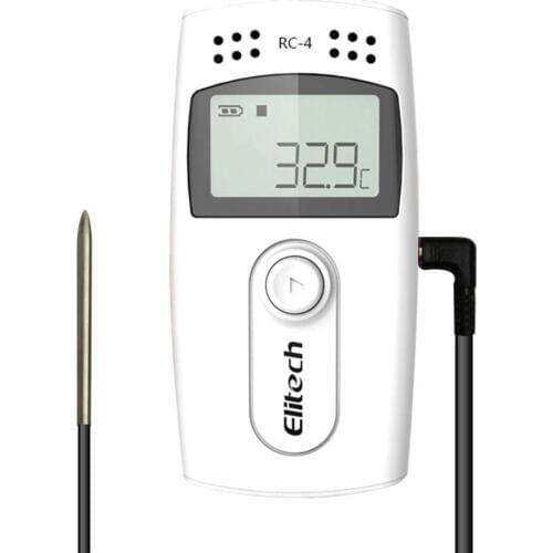 Elitech RC-4 Temperature Data Logger Recorder with with Glycol Bottle Temperature Sensor, Audio Alarm, MAX/MIN Display