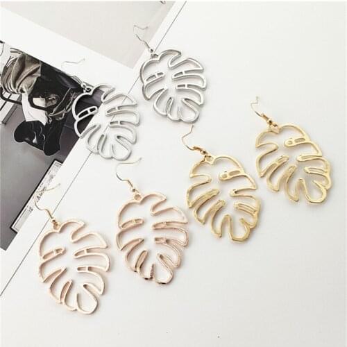 Leaf Drop Earrings Fashion Statement Big Vintage Geometric Long Hollow Metal Earring Jewelry Earrings for Women Dangle Earring