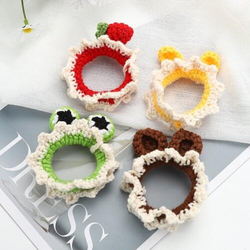 Woolen Weaving Cute Elastic Hiar Bands Strawberry Cat Frog Fox Ears Colorful Hair Scrunchies for Children Girls Hair Accessories