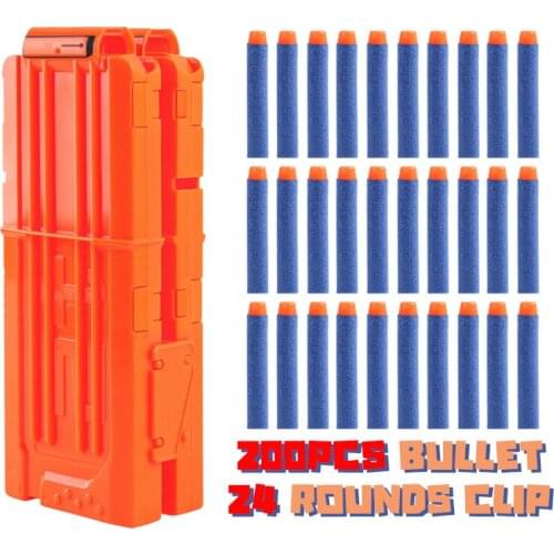 24-Rounds Reload Clip For Nerf Accessoies 200PCS Blaster Darts For Nerf Toy-Gun Refill Foam Bullets Compatible Battle Equipment