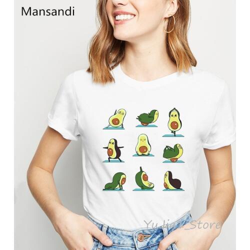 Animal yo ga print tshirt women clothes 2019 funny t shirts Boston Terriers Avocado female T-Shirt harajuku shirt summer tops