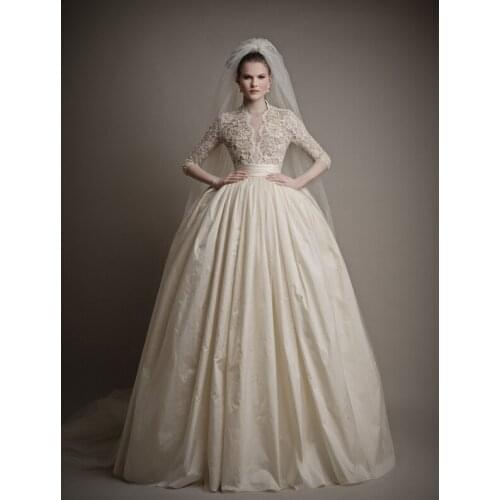 Free shipping new hot fashionable vestidos de novia romantic formal ball gown with sleeves bridal gown mother of the bride dress