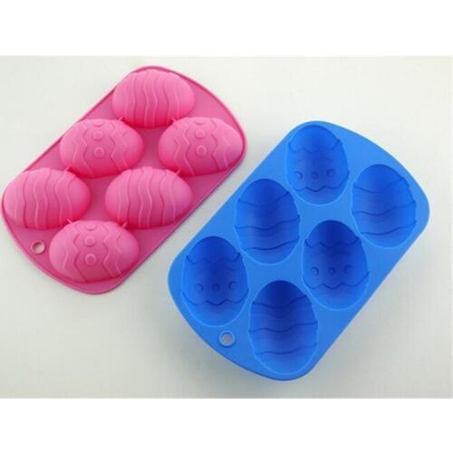New 100Pcs 6 Cavity Easter Egg Shaped Bakeware Mould Dessert Silicone Cake Baking Tools DIY Easter Chocolate Mold Cake Decoratin