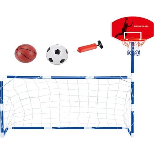 2 In 1 Soccer Basketball Goal Set Children Ball Game Hoop Set Childrens Indoor Basketball Board Outdoor Sports Toy