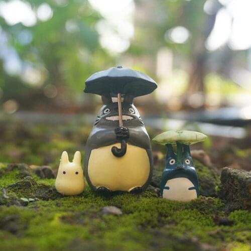 3pcs Fairy Garden Miniature Set of 3 Totoro , Ghibli Figurines Mini Garden Supplies Terrarium DIY Accessories
