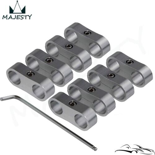 8pcs AN -8 AN8 15.4MM Braided Hose Separator Clamp Fitting Adapter Bracket black / blue/sliver/red