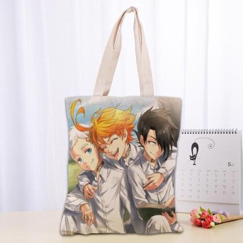 Anime Yakusoku No Neverland Tote Bag Cotton Cloth Shoulder Shopper Bags for Women Eco Foldable Reusable Shopping Bags 0719