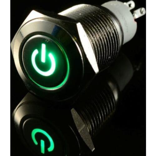 Car 16mm 12V 3A Metal Push Button Switch Green blue red white yellow LED Latching Control ON-OFF Sales