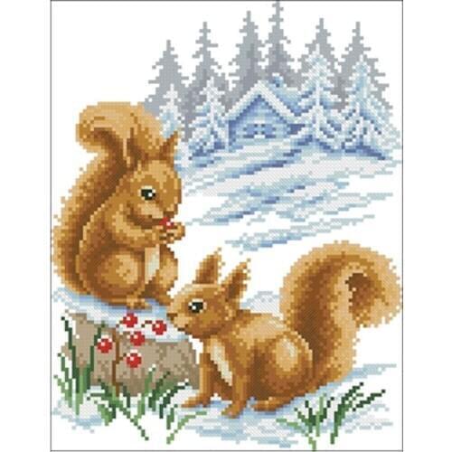 Squirrel eating berries patterns Counted Cross Stitch 11CT 14CT 18CT DIY Chinese Cross Stitch Kits Embroidery Needlework Sets