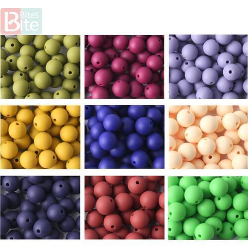 Bite Bites 12mm 30pc Silicone Beads DIY Baby Teething Necklace Making Accessories BPA Free Soft Beads Baby Teether New Color