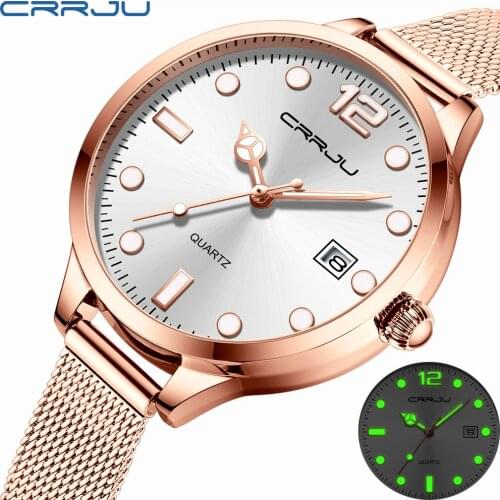 CRRJU New Women Watches Top Brand Luxury Lovely Exquisite Pointer Design Fashionable Elegant Ladies Quartz Wristwatch Relogios