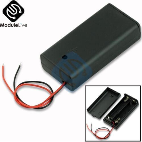 Black 2 AA Battery Holder Box Case With Switch New 2 AA 2A Battery Holder Box Case With Switch