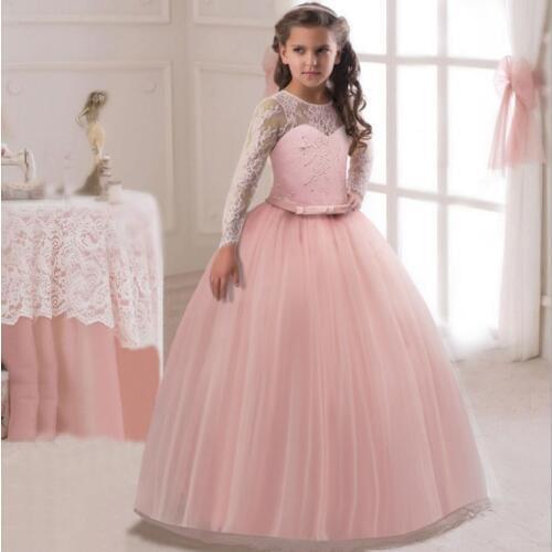 Flower girl wedding dress mini meshwork embroidery trailing dresses child soft yarn princess lacework cute dress 11