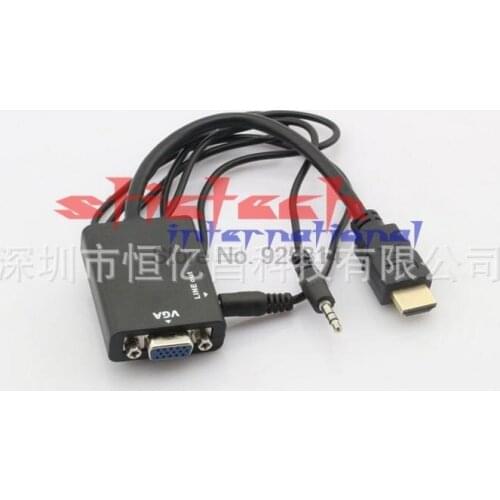 By dhl or ems 400pcs HDMI to VGA 3.5mm Audio Cable Converter Adapter Male to Female HDMI VGA adaptor HDTV CRT Monitor TV