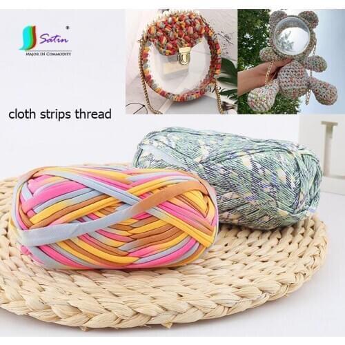 Home Handmade Knitting Crochet Bag Blanket Scarf Hat Printed Gradient Color Cloth Strips Thread Weave Accessories A0670L